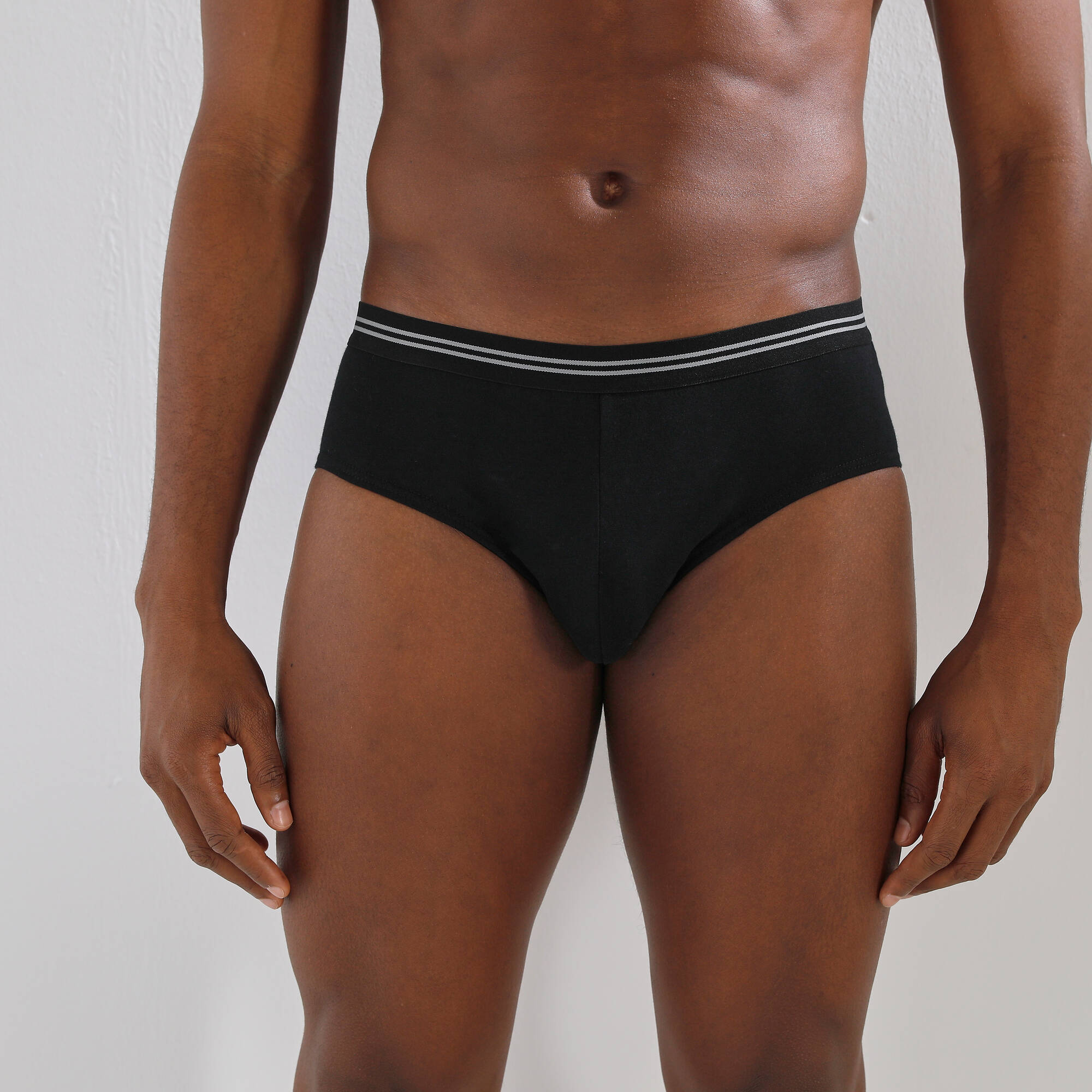 Slip uni noir ceinture rayée - lot de 4