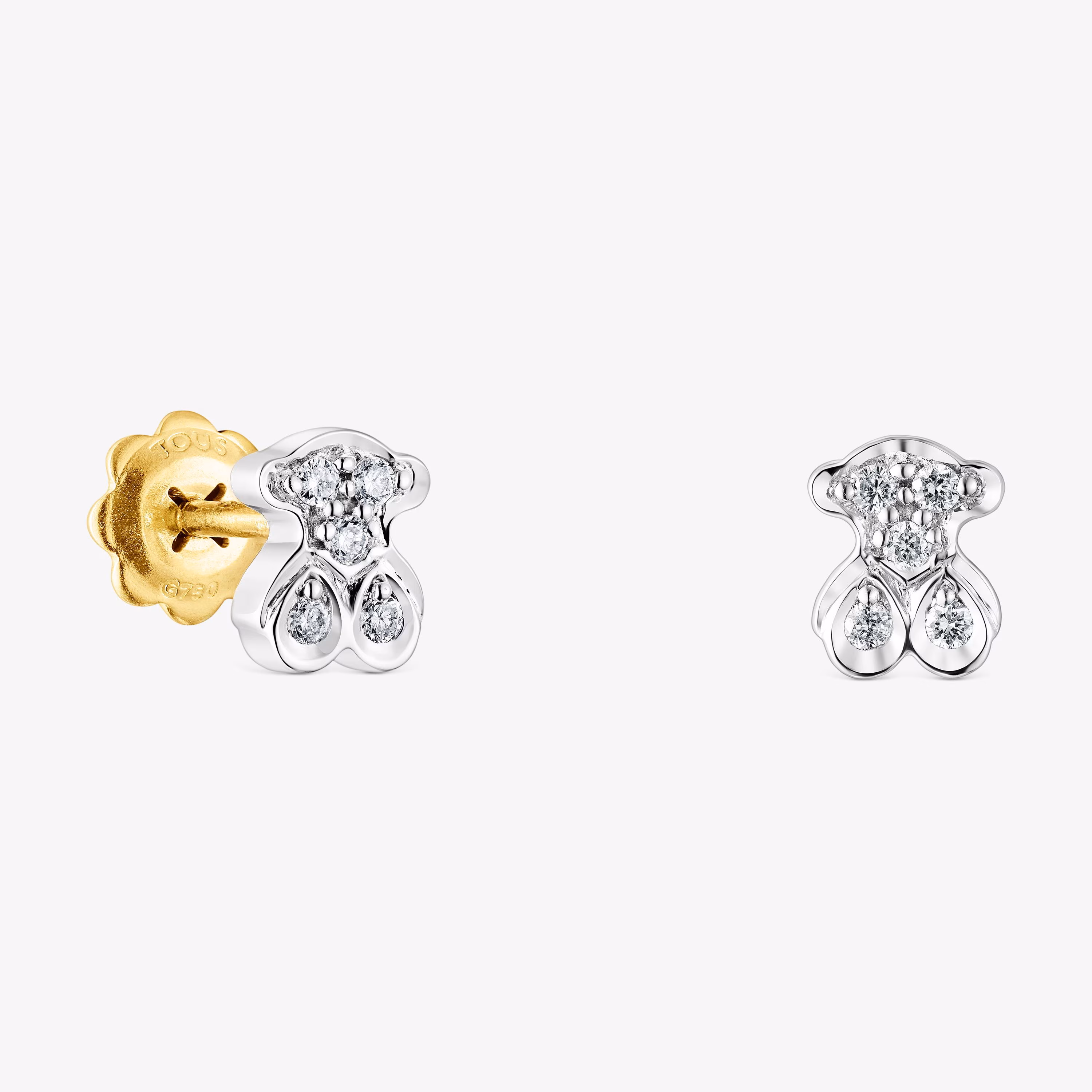 Pendientes oso de oro blanco y diamantes Puppies