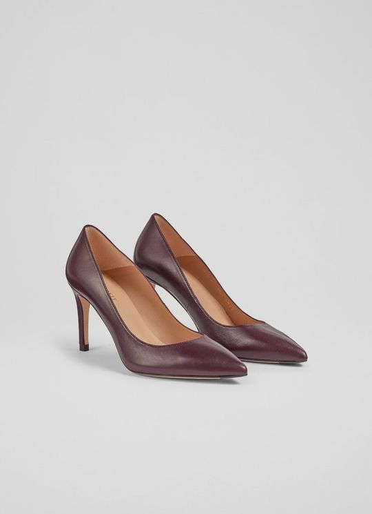 Classic Floret Wine Leather Pointed Toe Courts