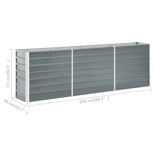 NNEVL Garden Raised Bed Galvanised Steel 240x40x77 cm Grey