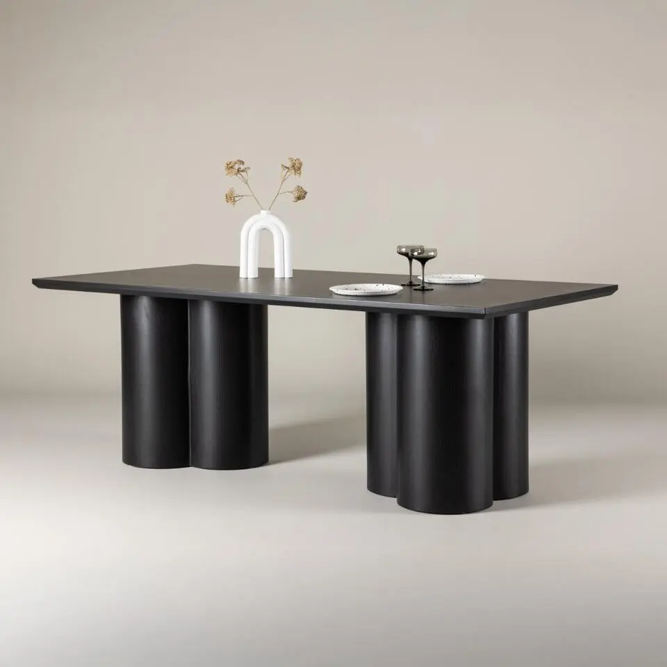Eettafel Zwart 210cm - Fineer - 6-8 Personen - Tafel Olivia