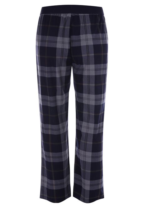 Mens Navy Check Fleece Pyjama Bottoms