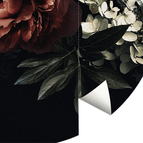 Vliestapete »Runde Vliestapete«, Vintage Rosen Blumenbouquet, mehrfarbig, matt
