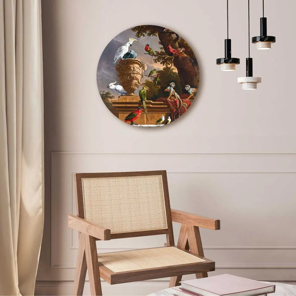 Plexiglasschilderij De M&eacute;nagerie Melchior d′Hondecoeter - &Oslash; 50