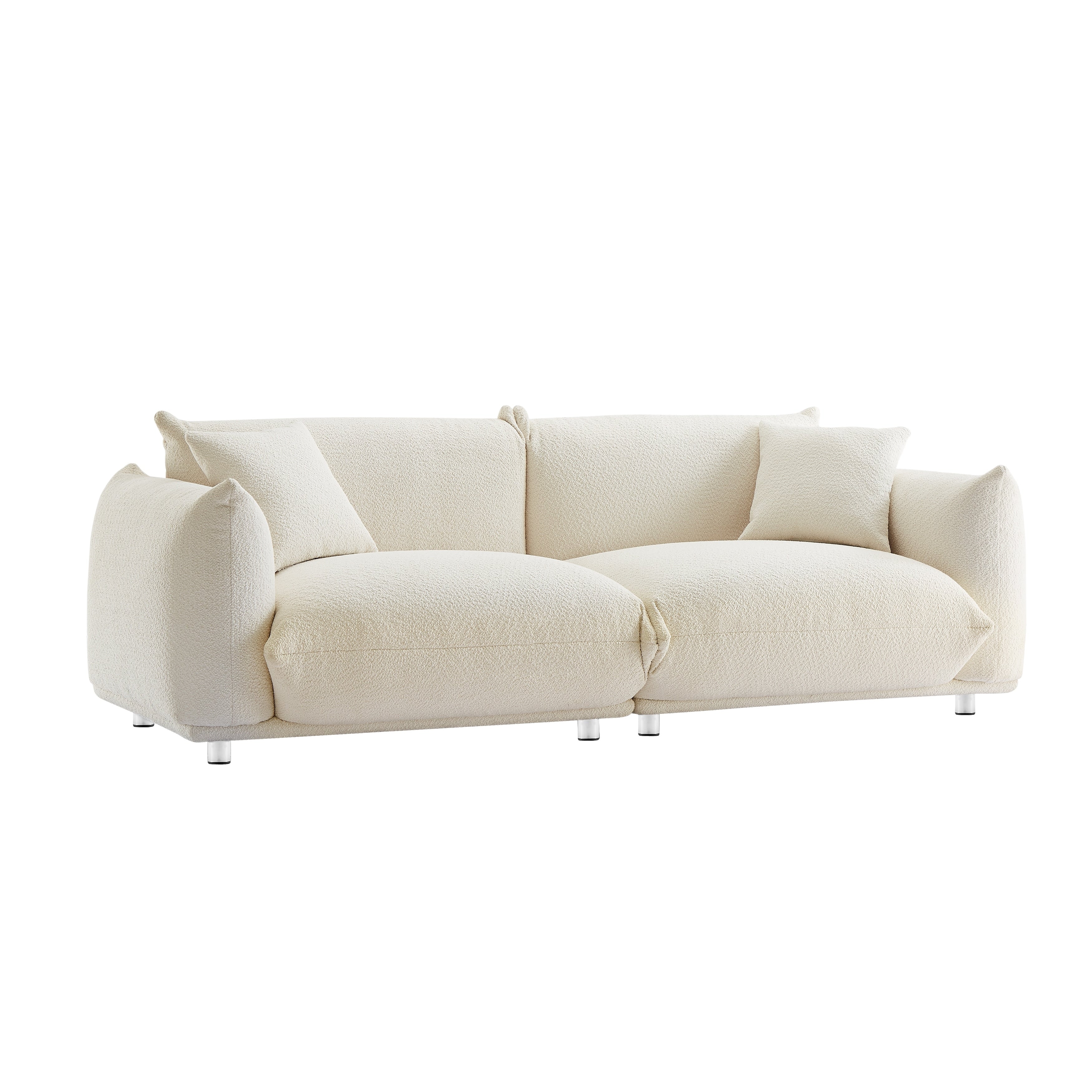 85.82 Fabric 3-Seater Sofa with Solid Wood Frame & 2 Pillows