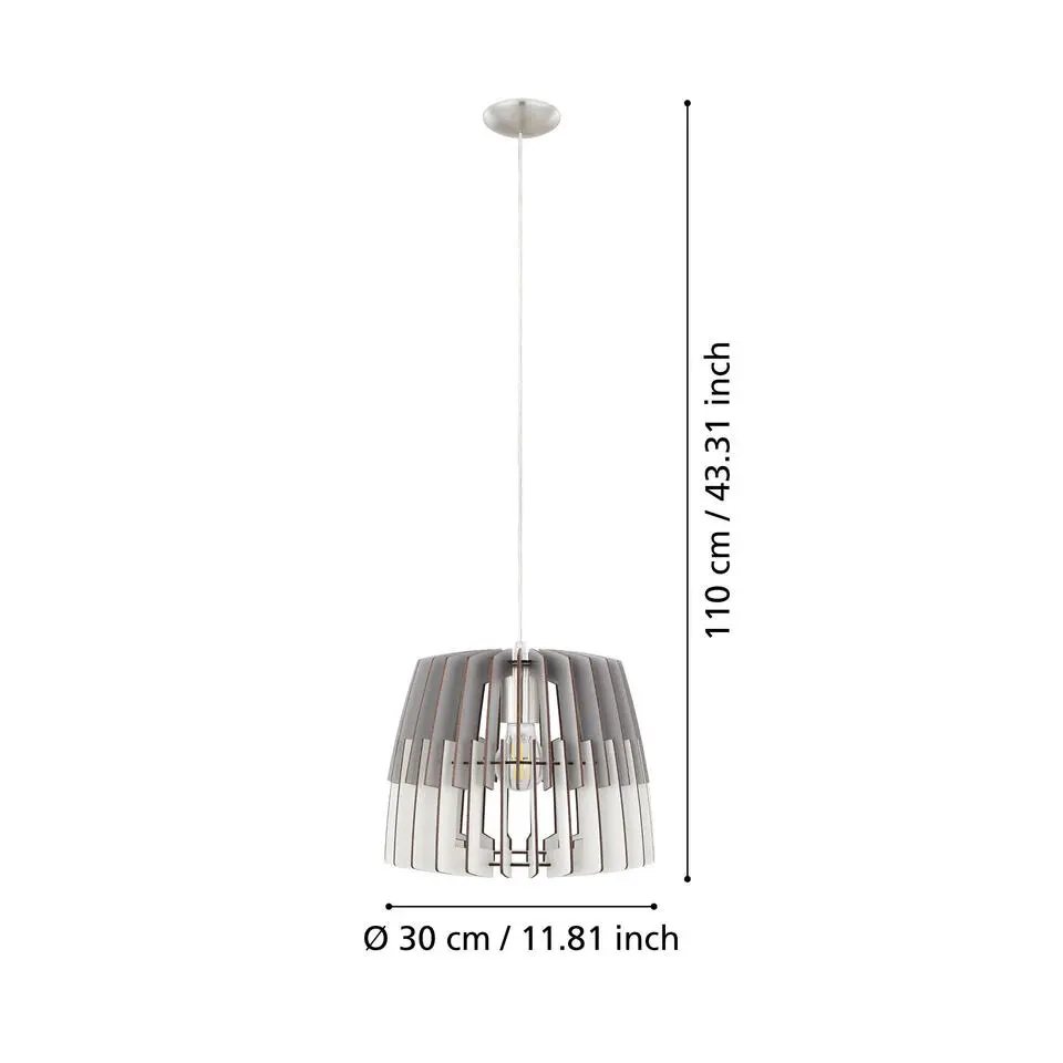 EGLO Artana Hanglamp - E27 - Hout - Wit:Grijs