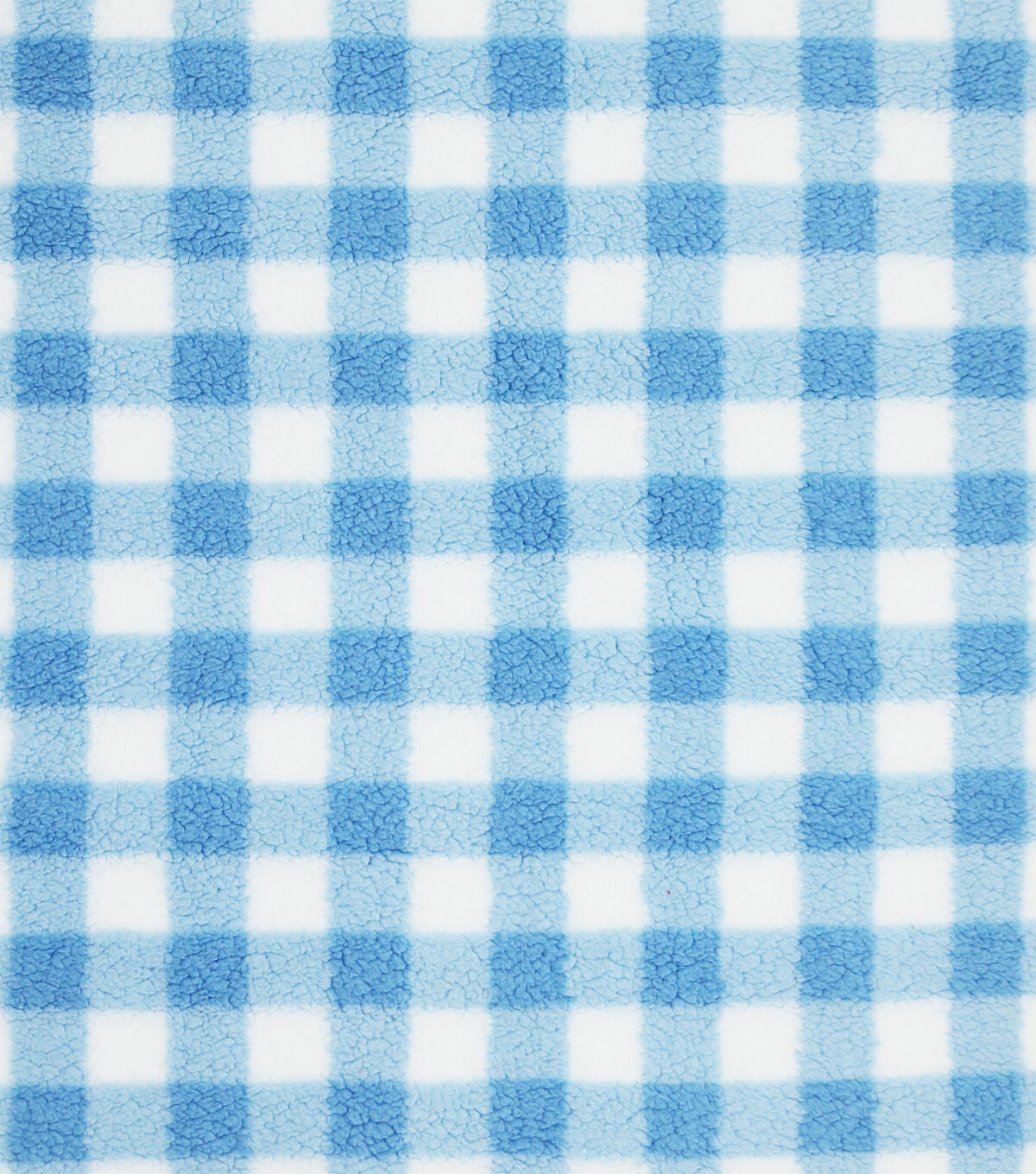Spring Blue & White Gingham Sherpa Fleece Fabric