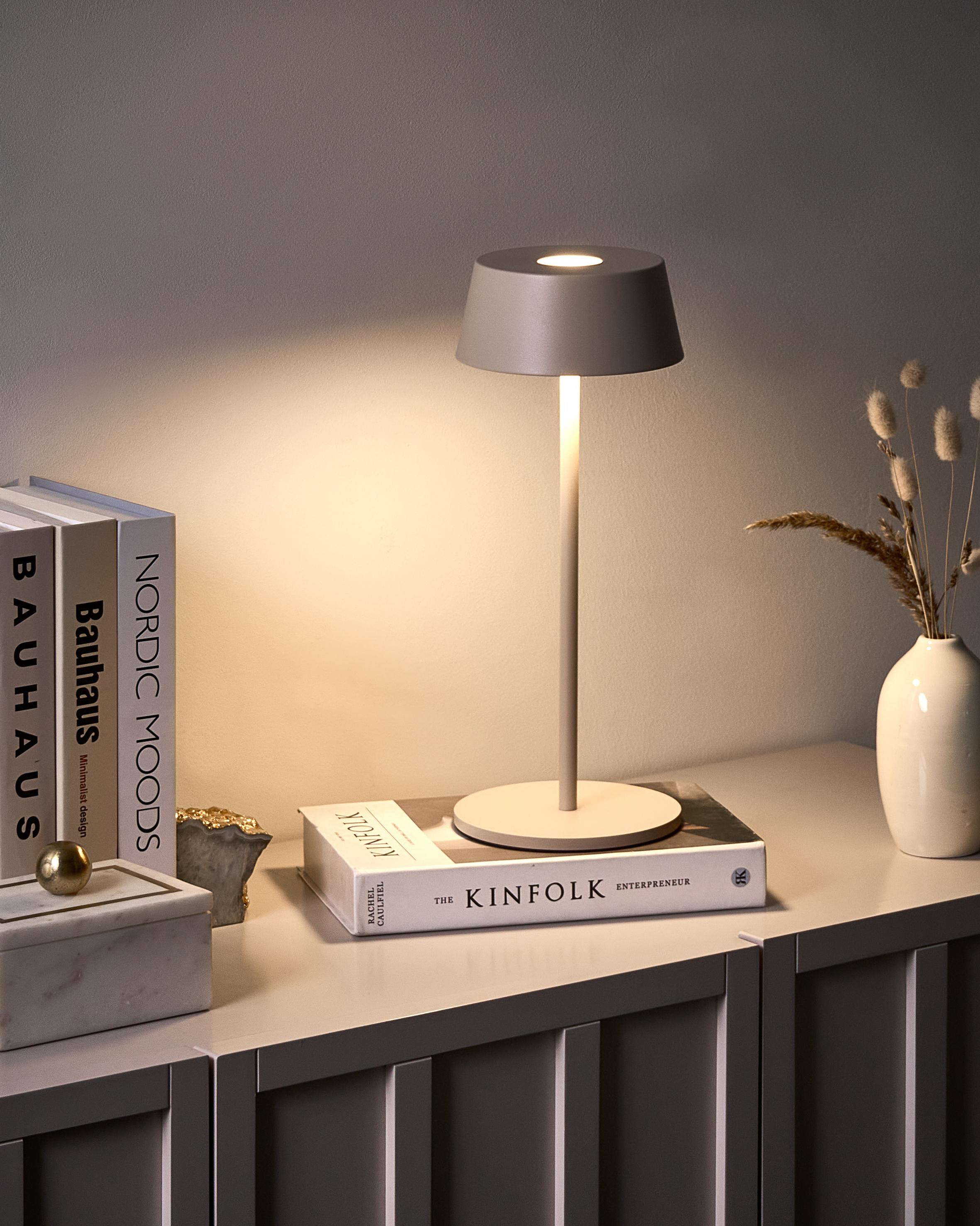 Wireless LED Table Lamp GUDER with Dimmer Metal Beige