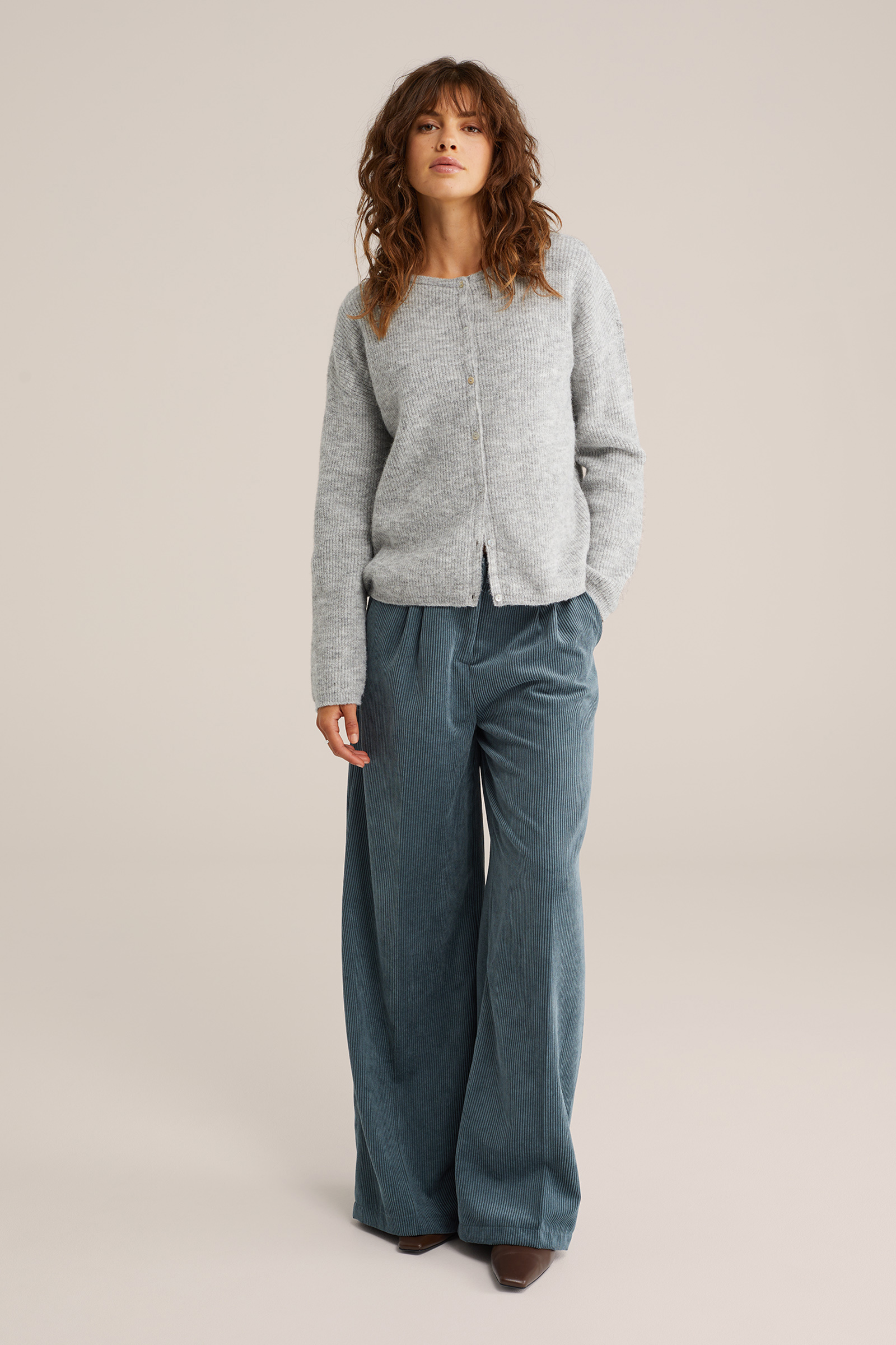 Dames wide leg broek van corduroy