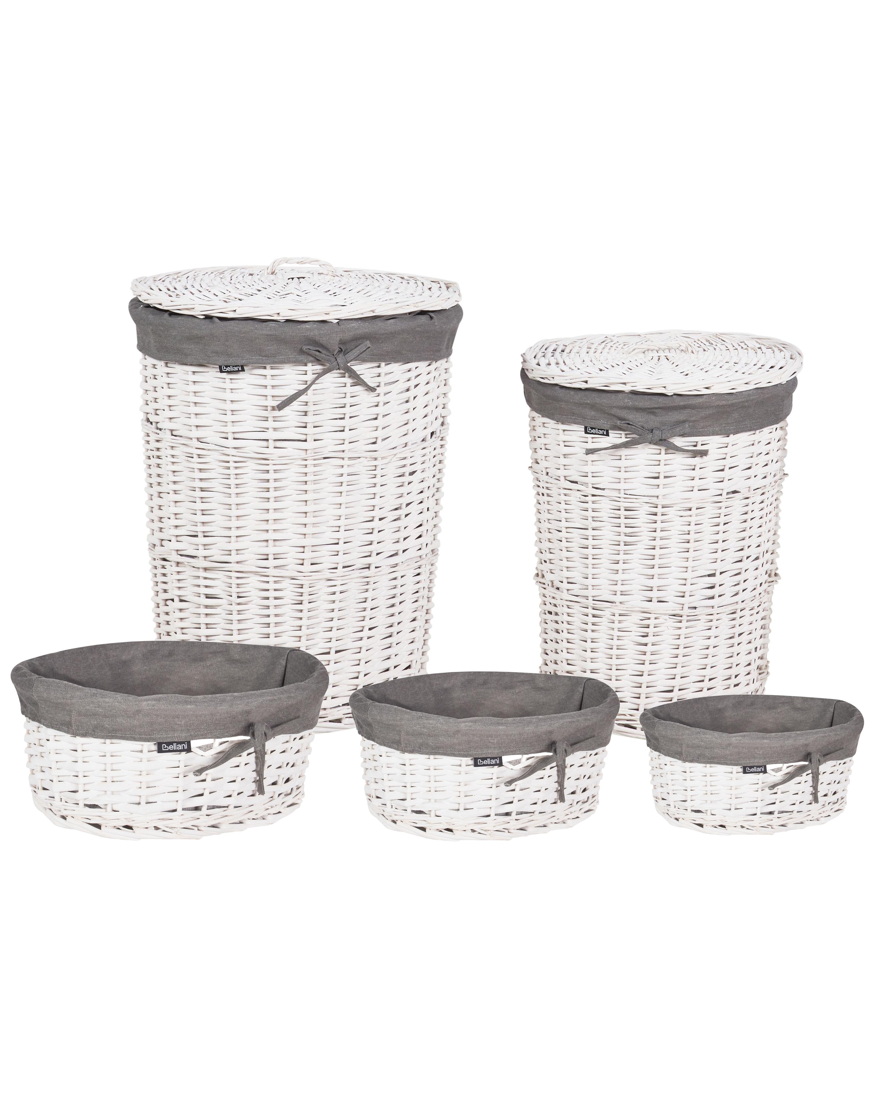 Set of 5 Baskets VAKARI Willow Wood Grey 55/89 L