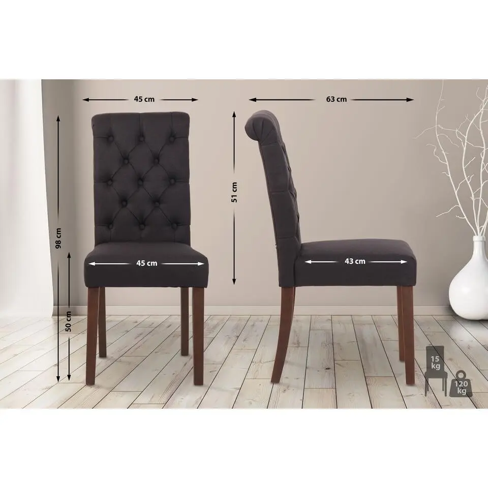 CLP Eetkamerstoel Lisburn walnoot Frame - Stof - zwart