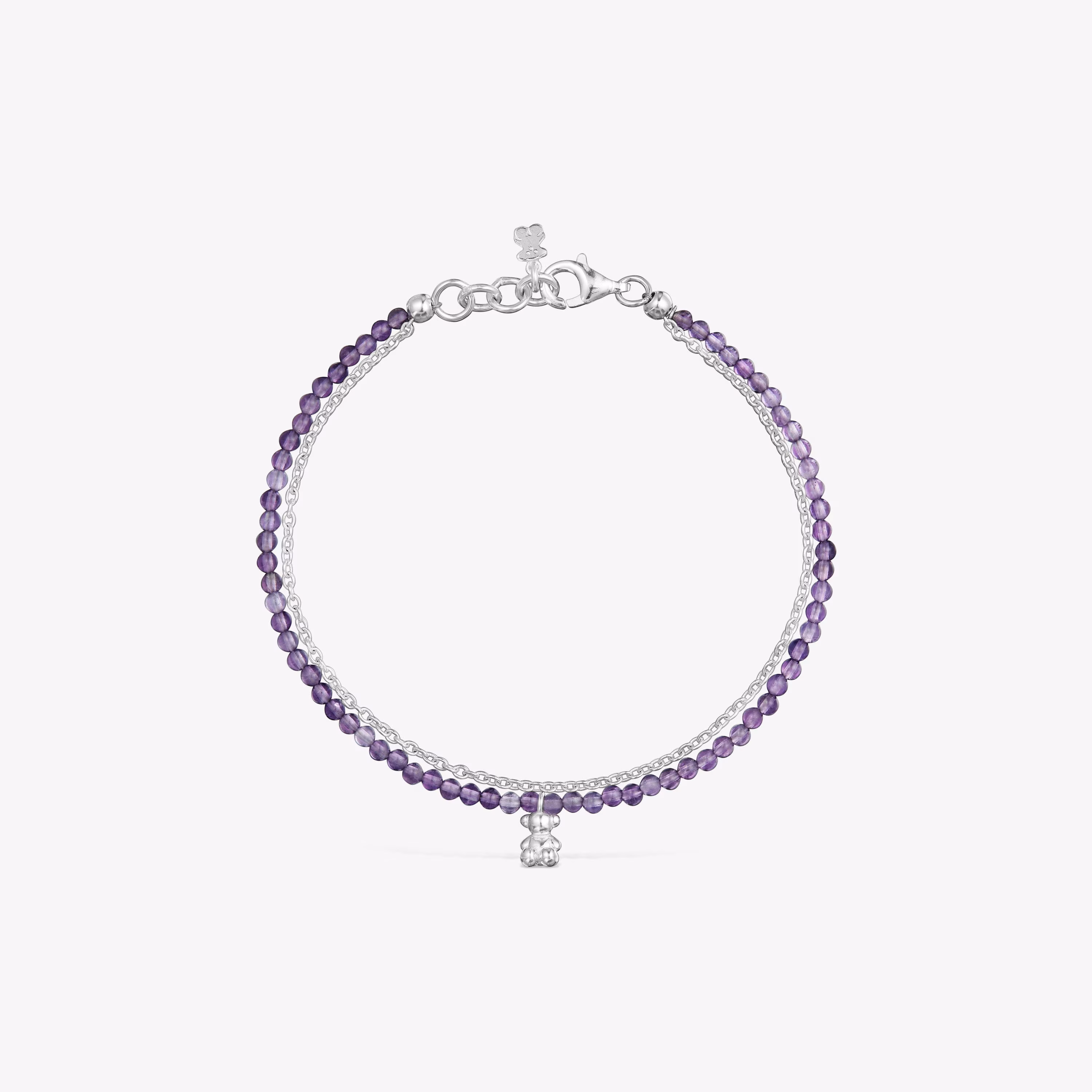 Pulsera de plata y amatista Bold Bear