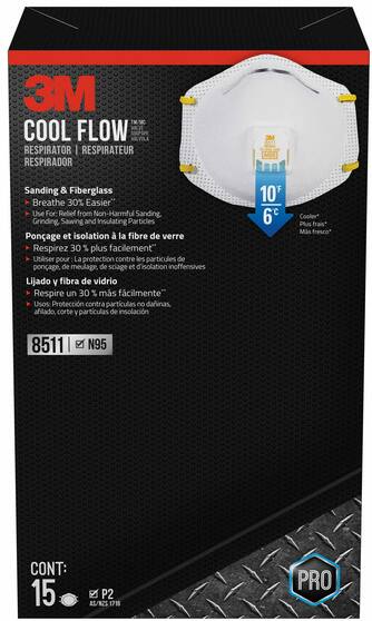 3M™ 8511 N95 Cool Flow™ NIOSH-Approved Face Masks, White, 15-pk