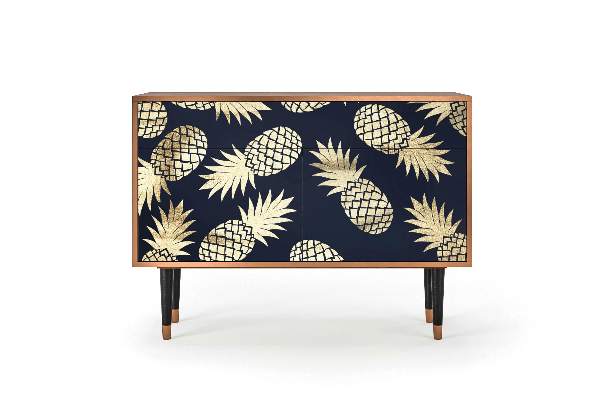 SUNNY PINEAPLE - Buffet  bleu et jaune 2 tiroirs et 2 portes L 115 cm