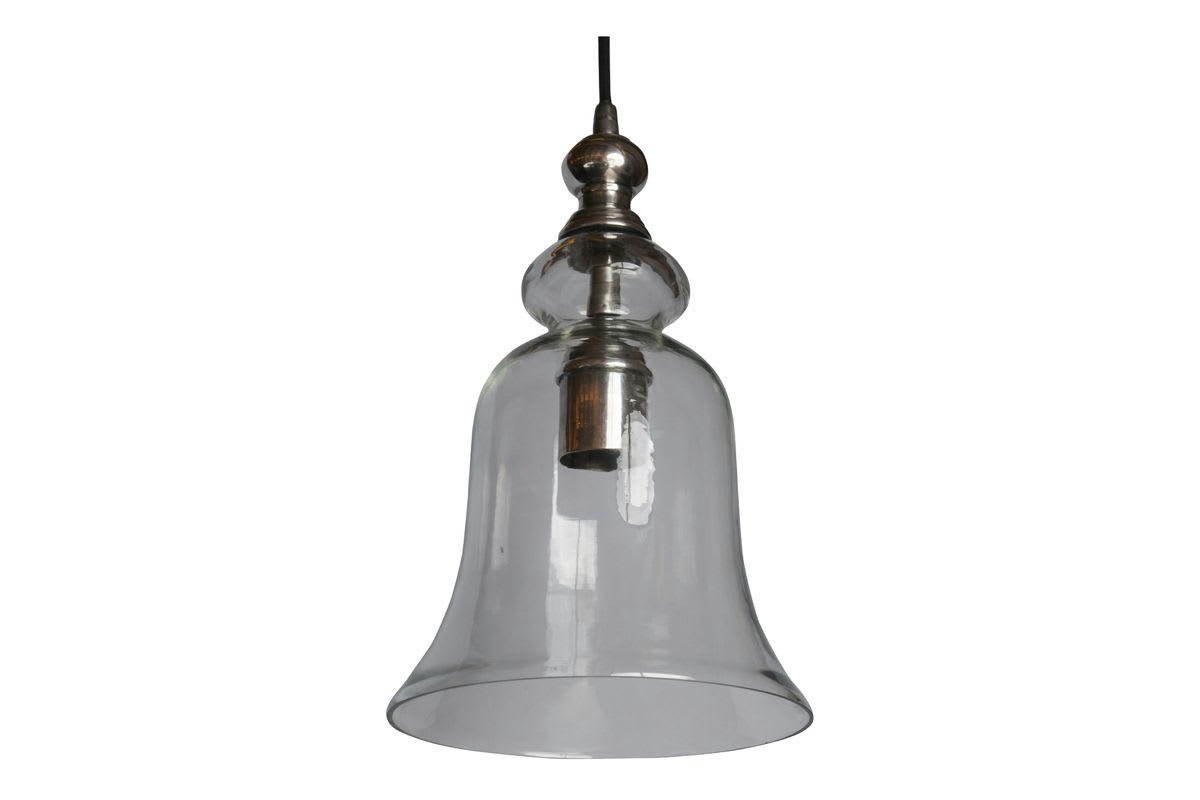 SWEET BELL - Lampe suspendue en verre et métal argenté