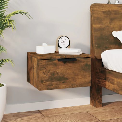 NNEVL Wall-mounted Bedside Cabinets 2 pcs Smoked Oak 34x30x20 cm