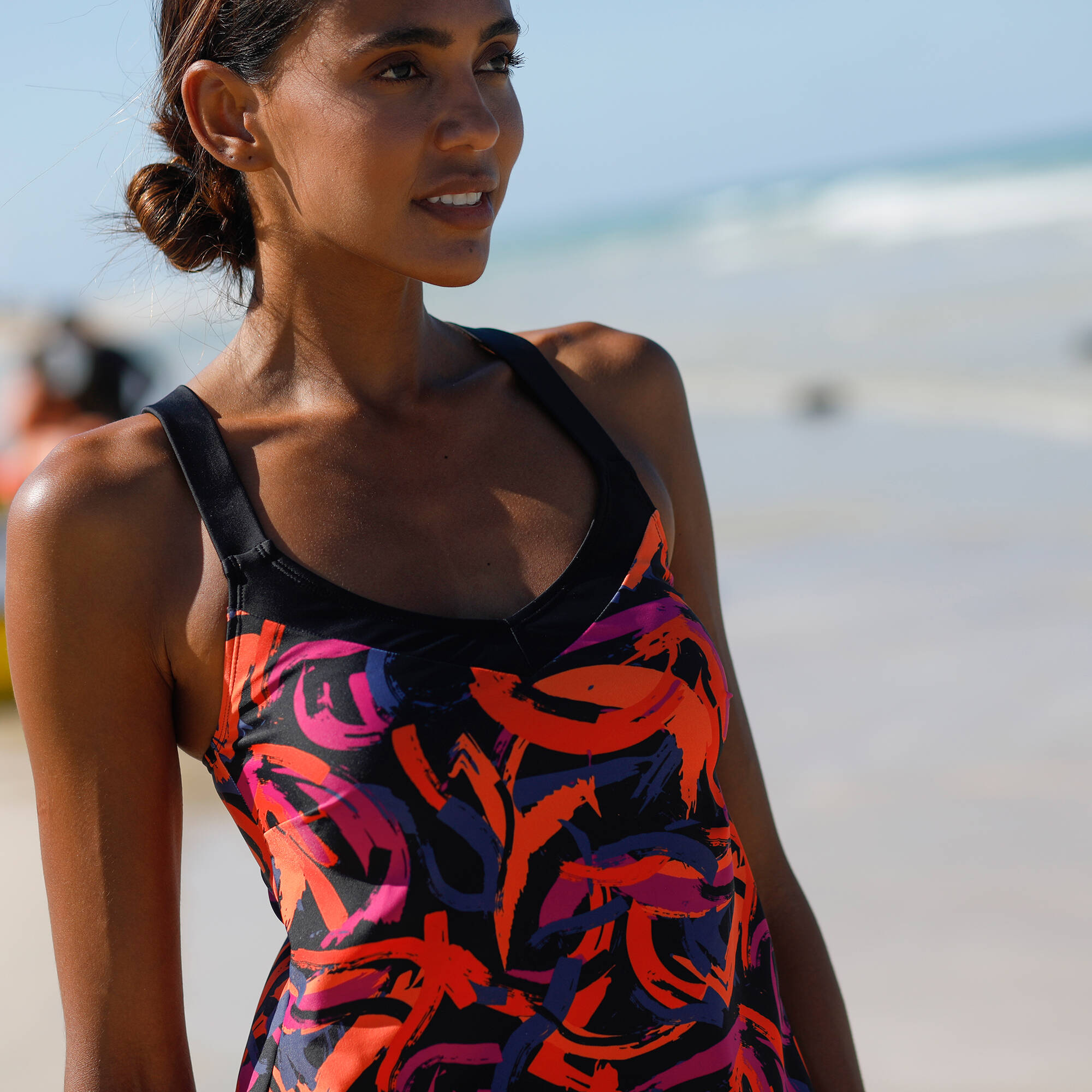 Haut de tankini imprimé dos croisé Lohena, coques moulées
