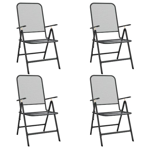 NNEVL Folding Garden Chairs 4 pcs Expanded Metal Mesh Anthracite