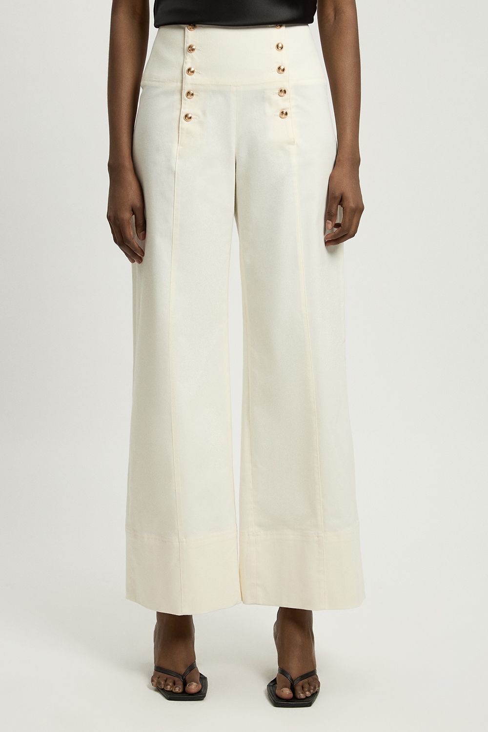 KarenMillen Cotton Tailored Button Detail Trousers