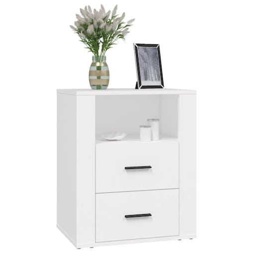 NNEVL Bedside Cabinet White 50x36x60 cm Engineered Wood