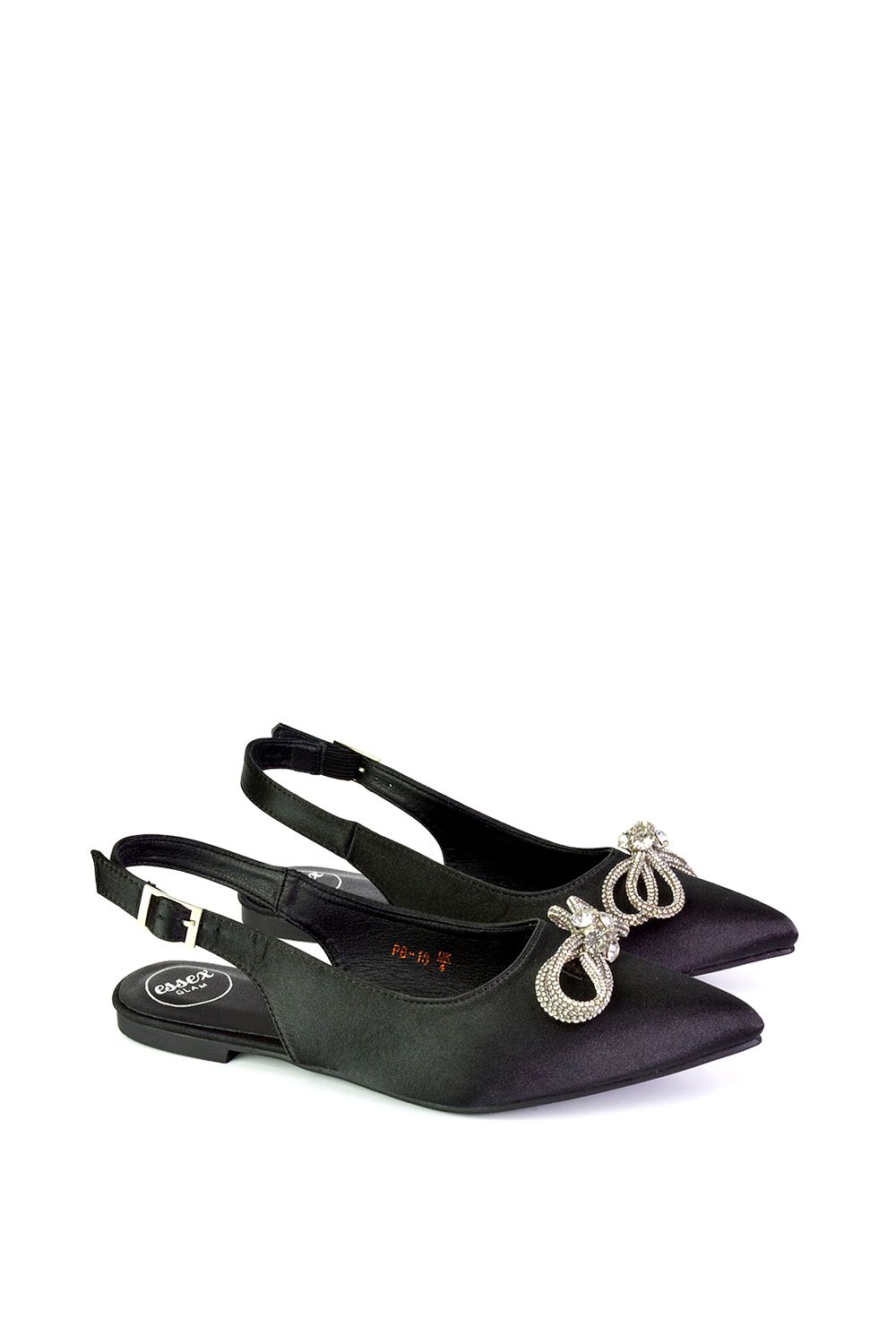 XY London Ossie' Slingback Diamante Bow Pointed Toe Pump Shoes