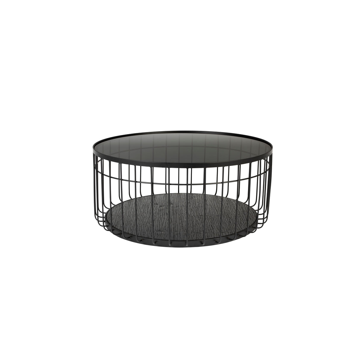 Housecraft Living Lance Salontafel Rond Glas/ Metaal 80x80 cm Zwart