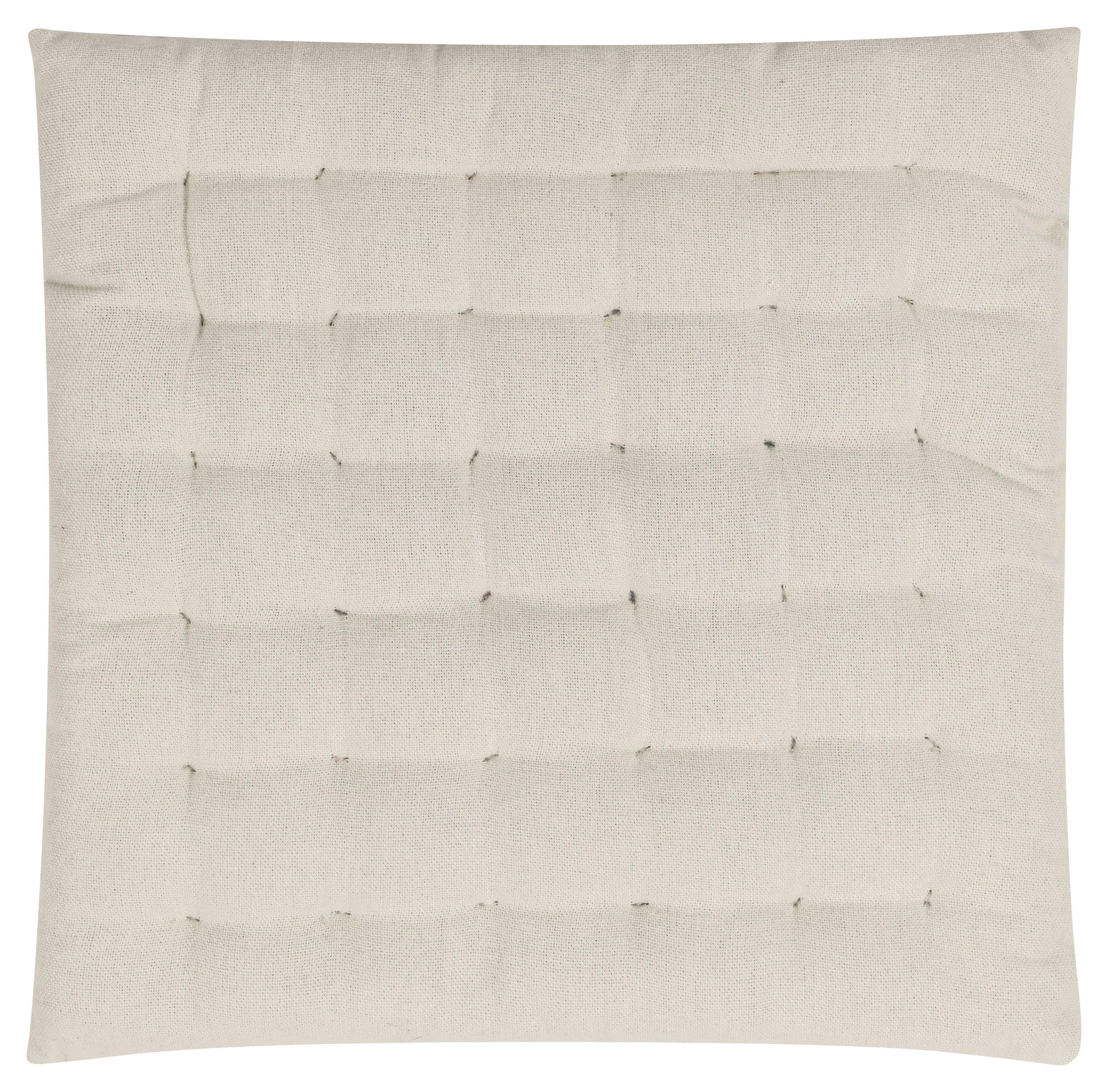 FREYA - Galettes de chaise capitonnées crème-lot de4- 40x40x4