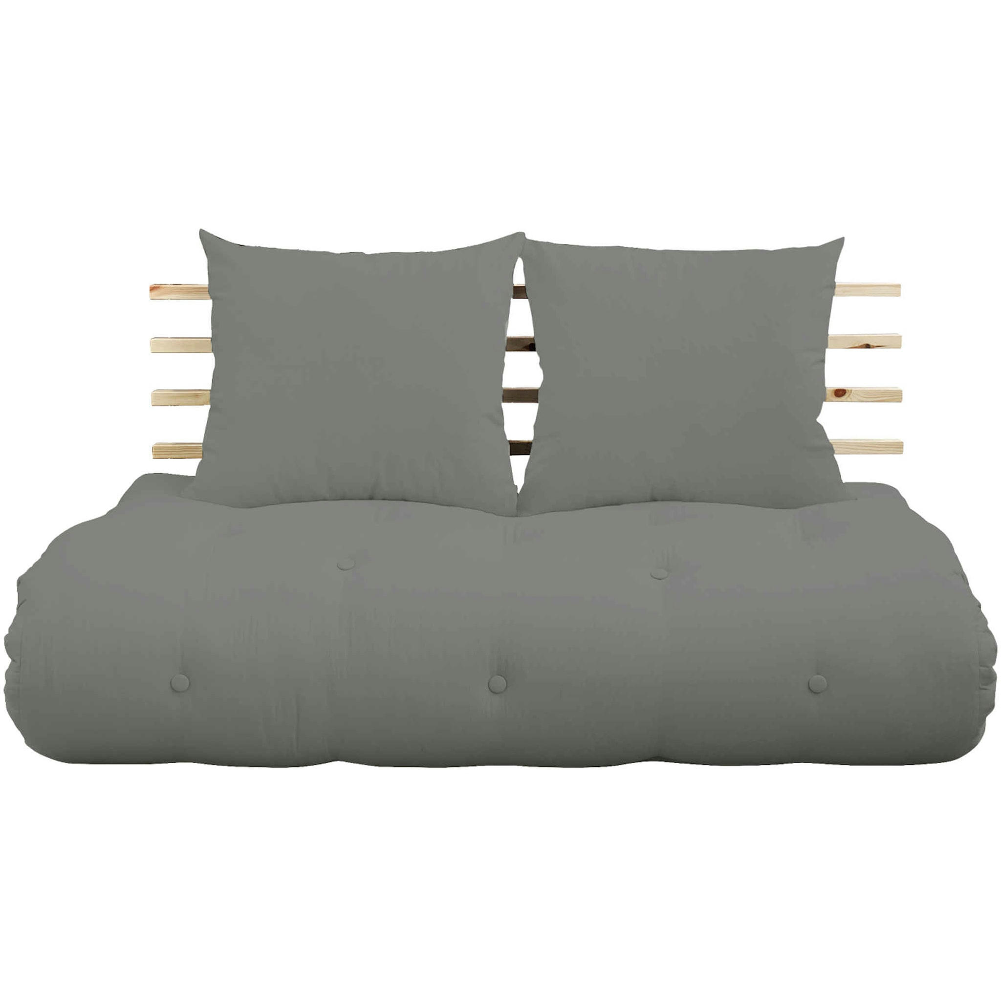 - Tête de lit en pin massif avec futon gris 140x200