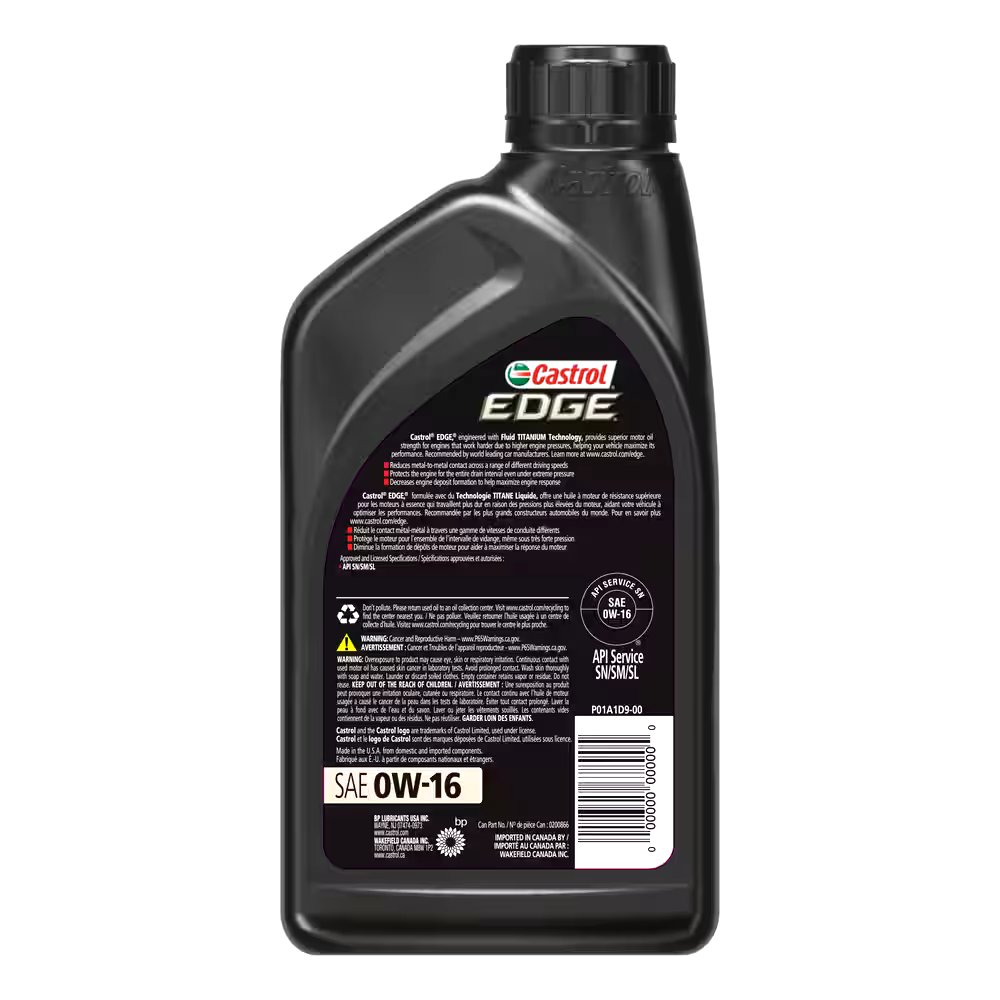 Castrol EDGE 0W16 Synthetic Engine/Motor Oil, 946-mL