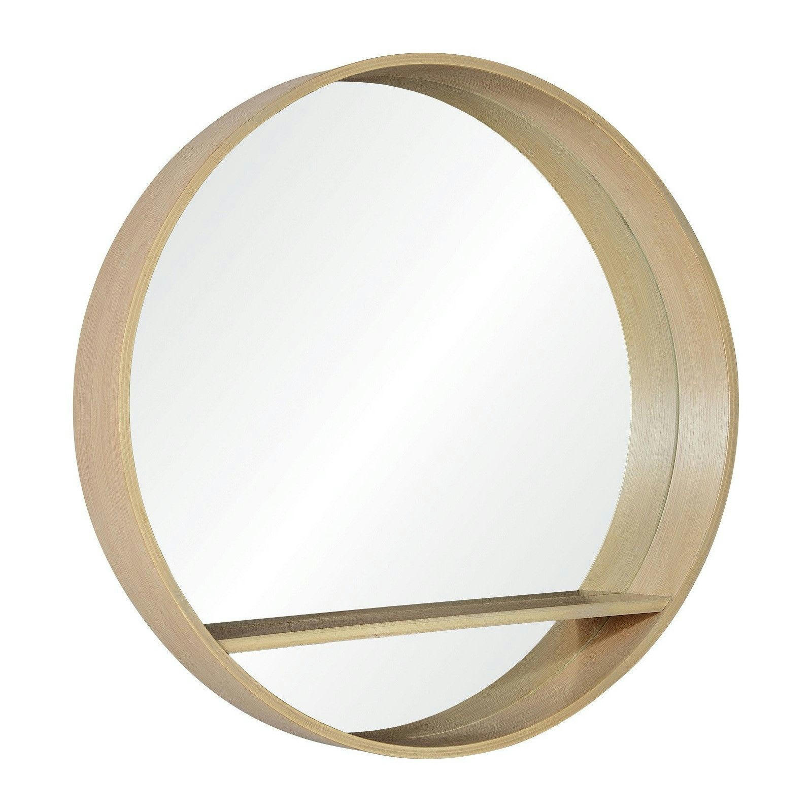 OBLO - Miroir rond en chêne avec étagère 60 cm