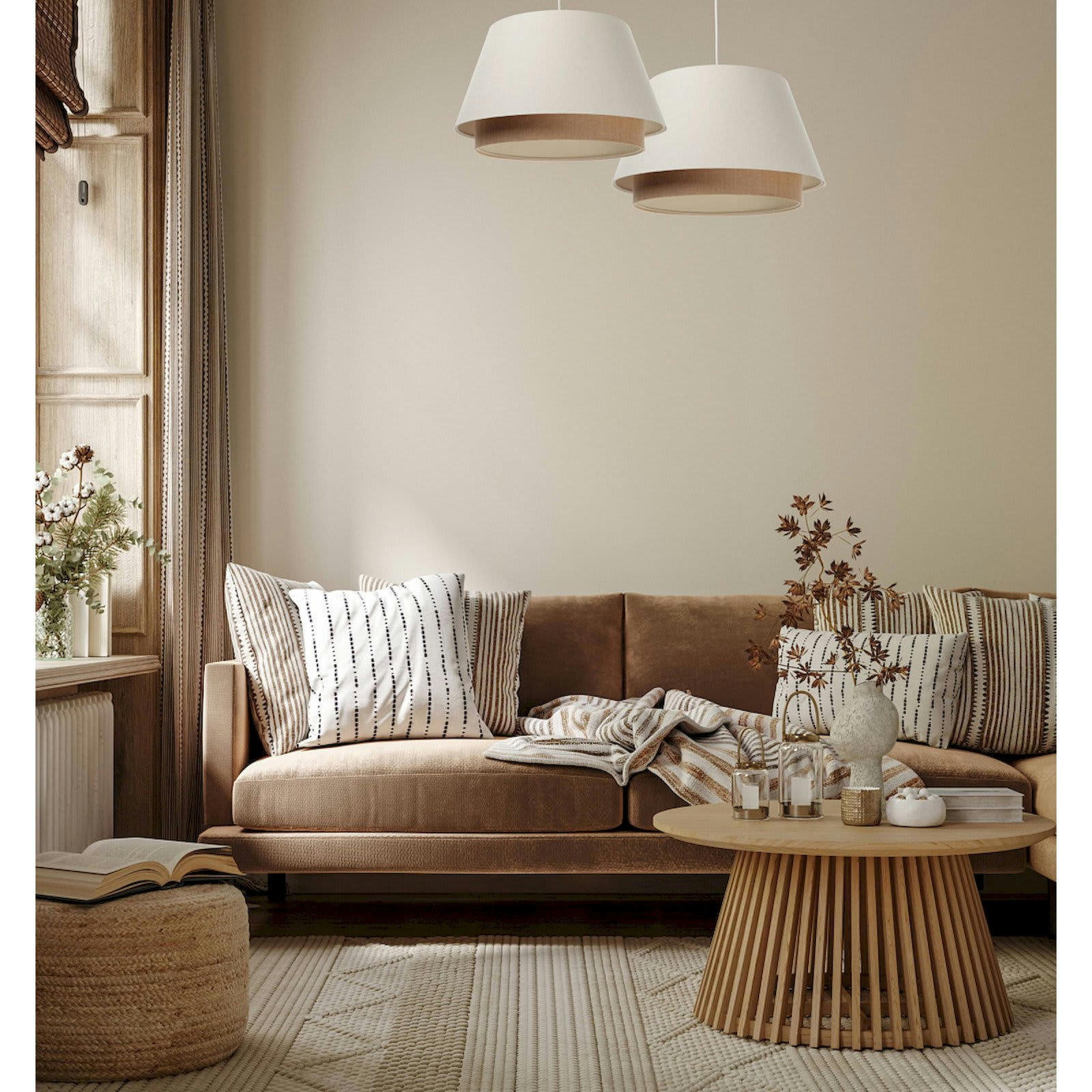 SENSEI - Suspension Tissu Blanc 50x50x30 cm