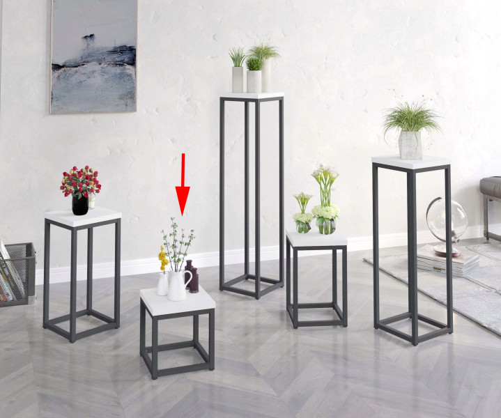 Nowoczesny Stojak Na Kwiaty 20x20x19 Loft Salon Czarny Biały Mat