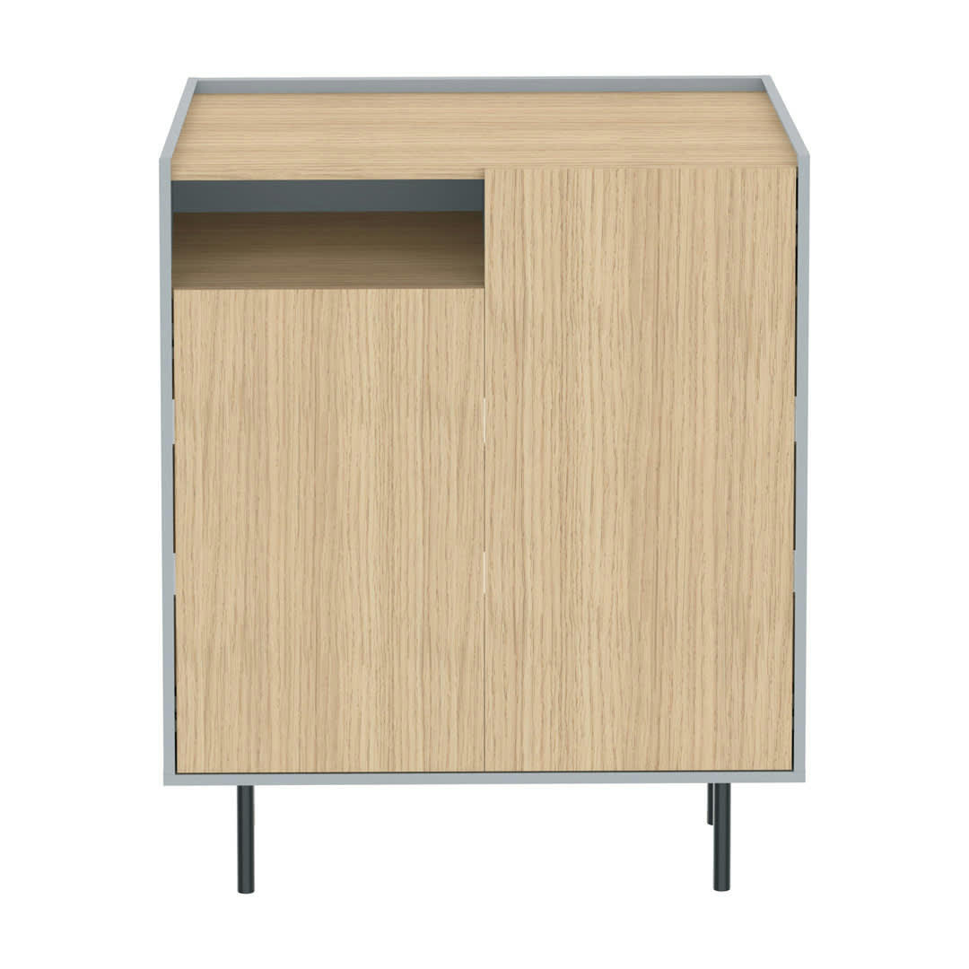 SIENNA - Meuble à chaussures effet bois chêne et gris céladon