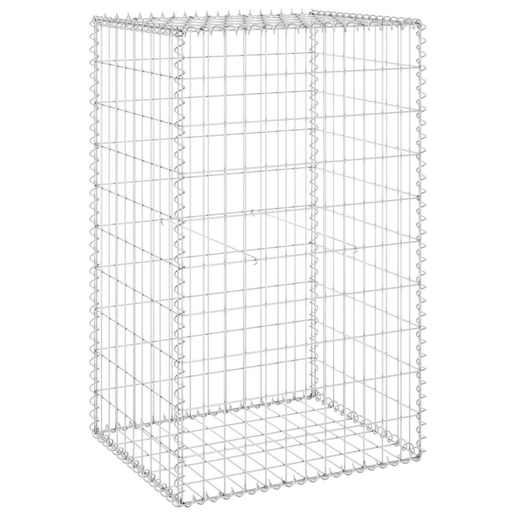 Kosz Gabionowy Ogrodzenie Płot Ściana Gabionowa Stal 60x50x100 cm Srebrny