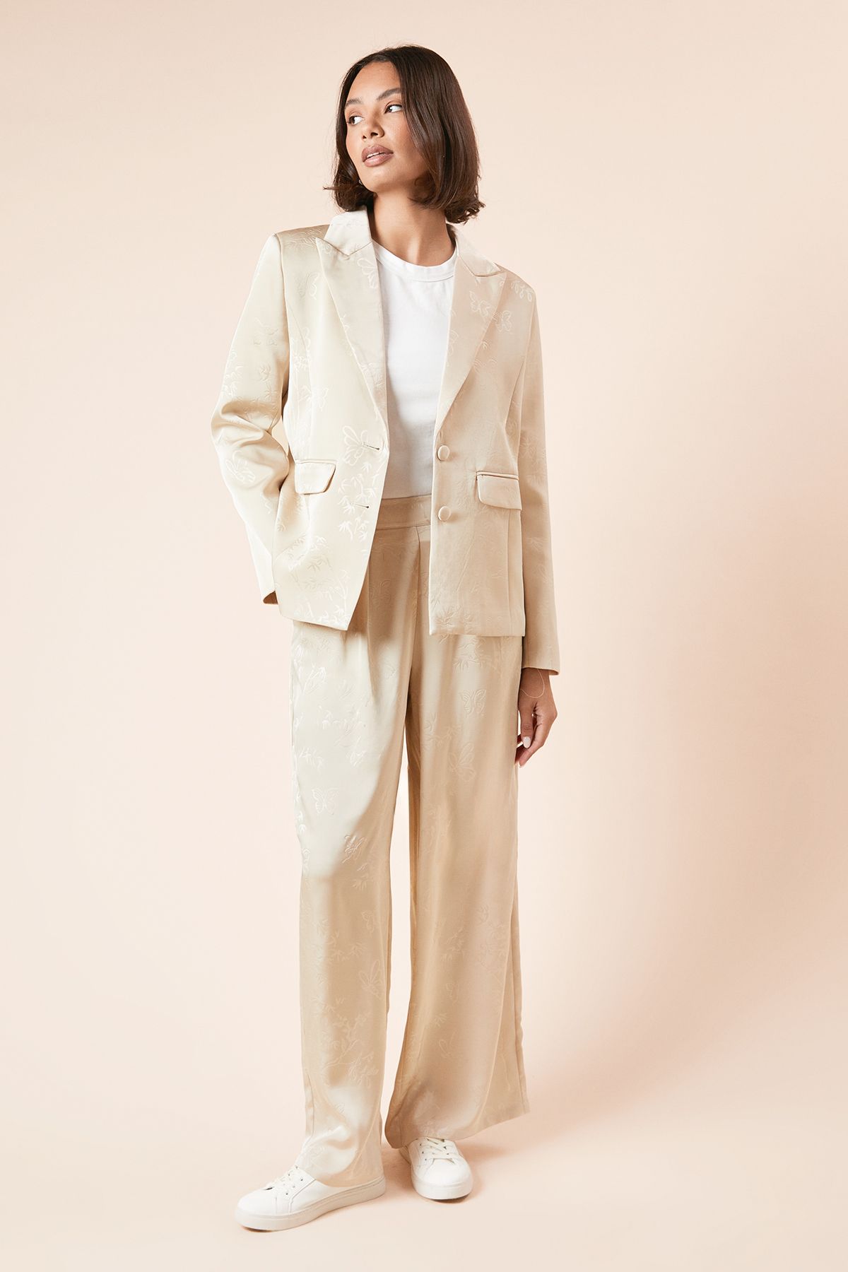 Dorothy Perkins Single Breasted Satin Jacquard Blazer