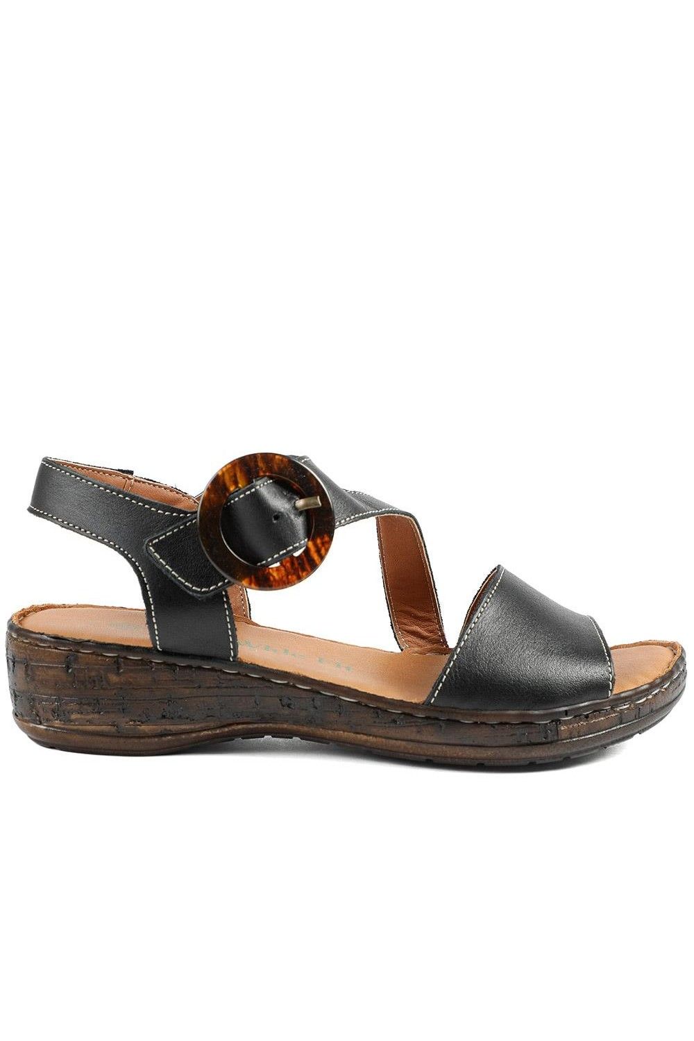 Pavers Wide Fit Leather Sandals With Buckle Fastening