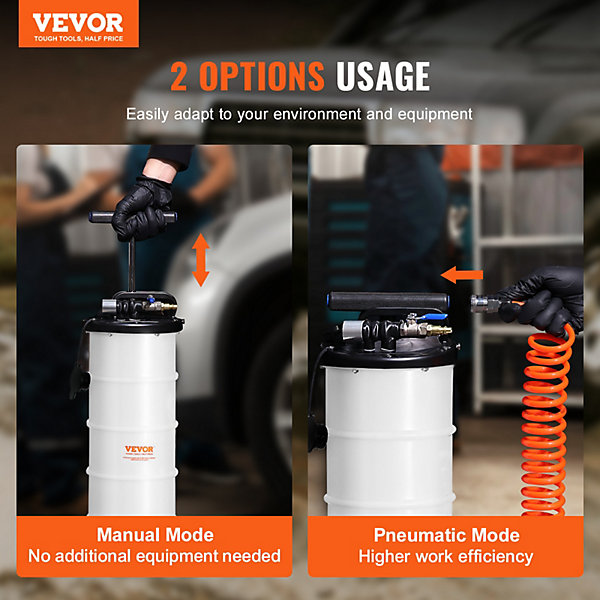 Extracteur fluide 6,5L pompe aspiration vidange huile moteur pneumatique manuel, jauge.