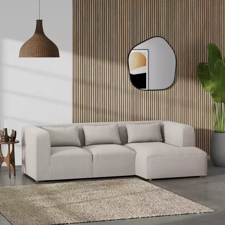 Habitat Lars Right Hand Corner Sofa - Stone - Ash Leg