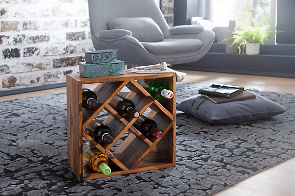 Casier à vin Bois Massif Porte-bouteilles de vin Range bouteilles 40 cm FineBuy
