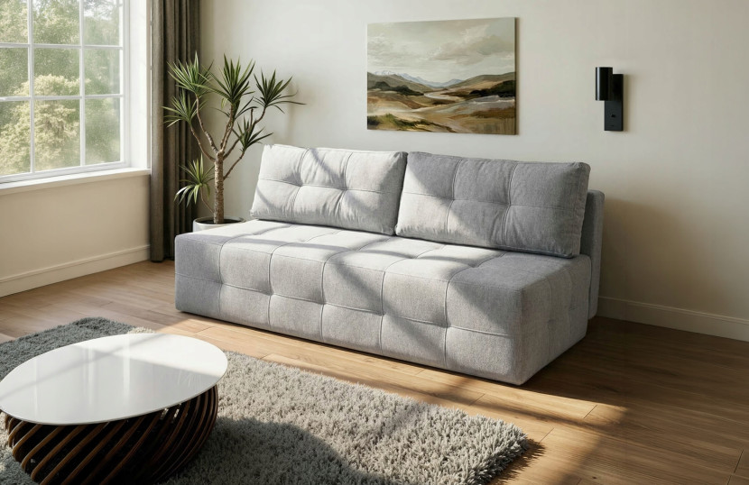 Sofa Rozkładana Kanapa z Funkcją Spania Dwuosobowa Do Salonu Szara MORANA