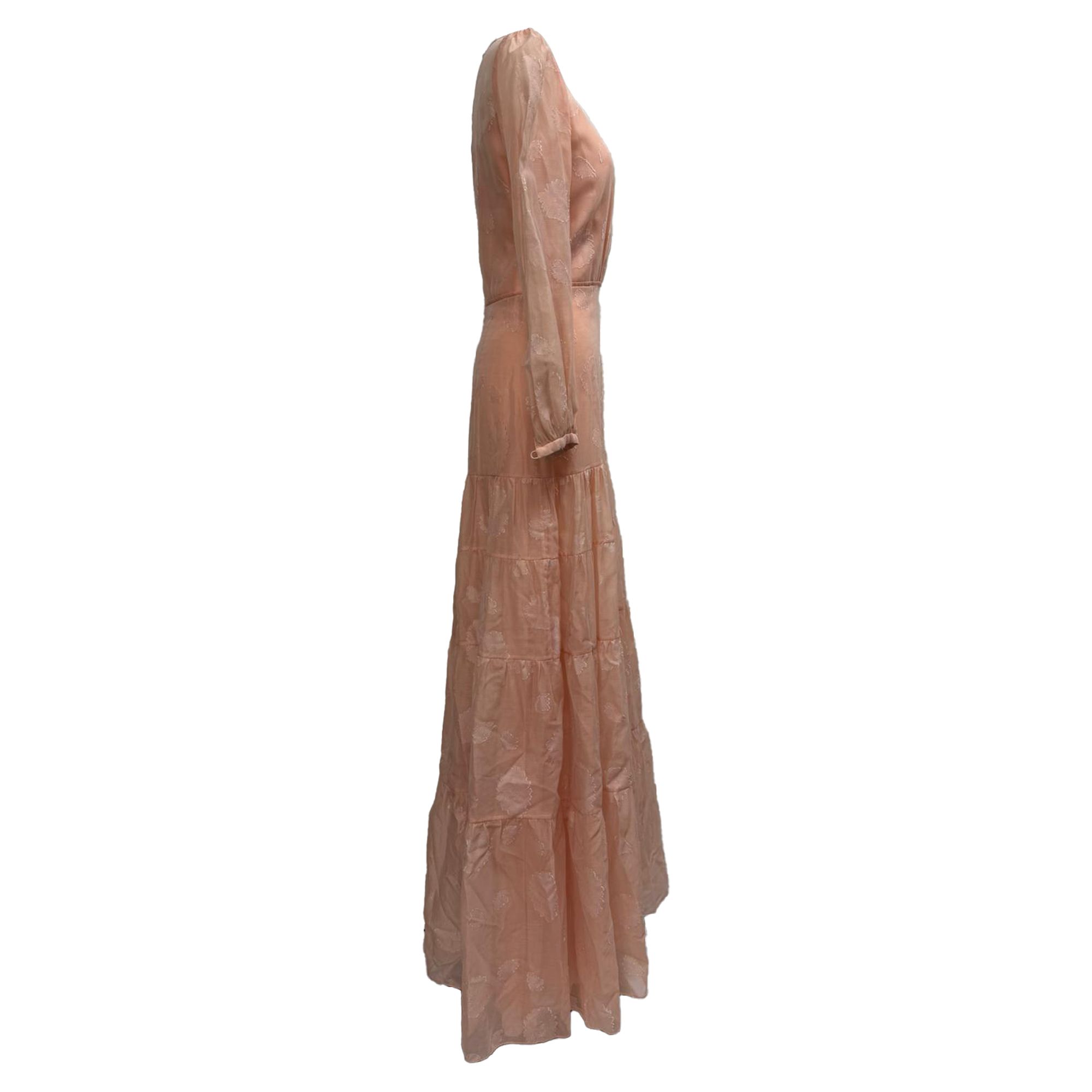 Vilshenko Preloved Long Gown in Peach Silk