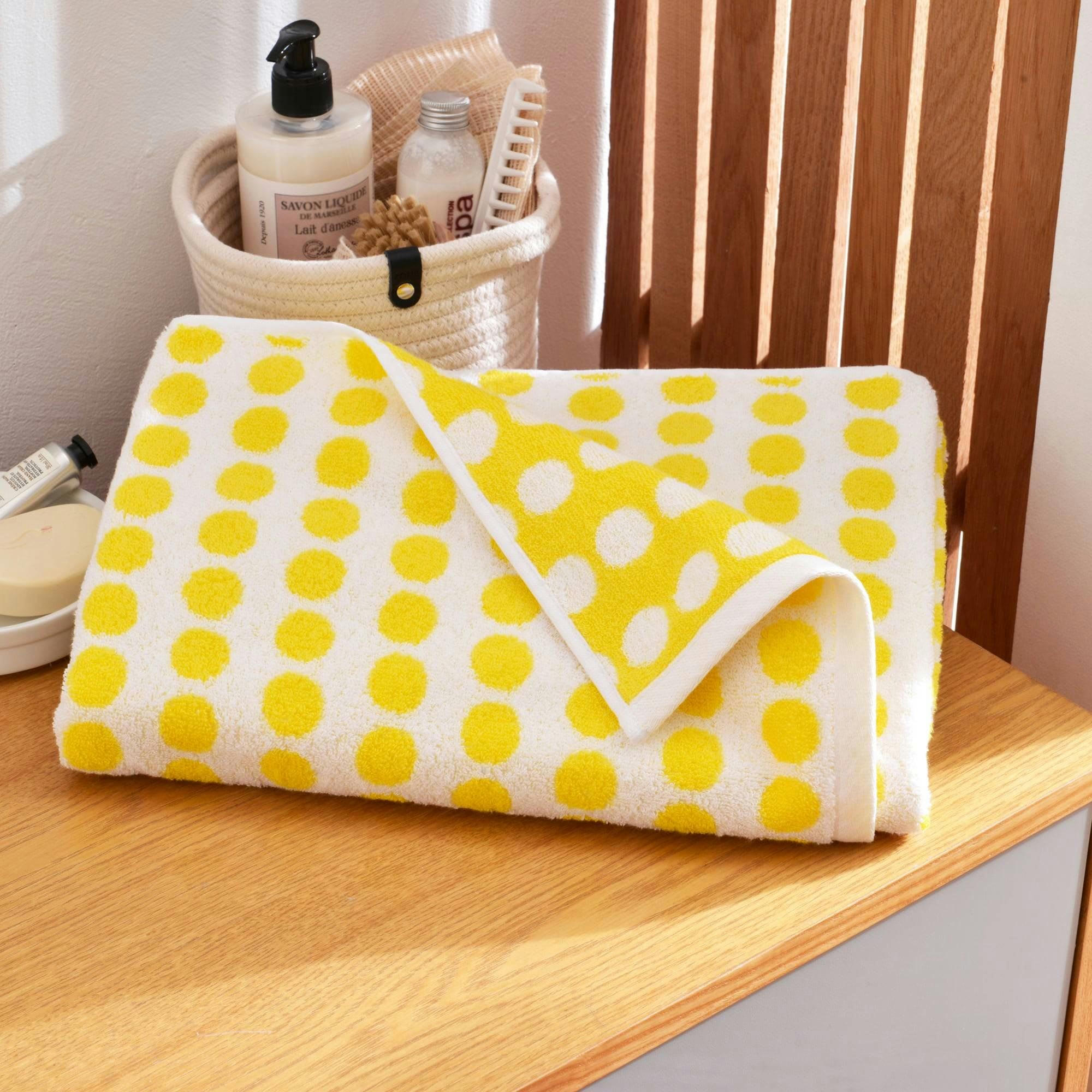 POISPOIS - Serviette de toilette 50x90 jaune en coton 450 g/m²