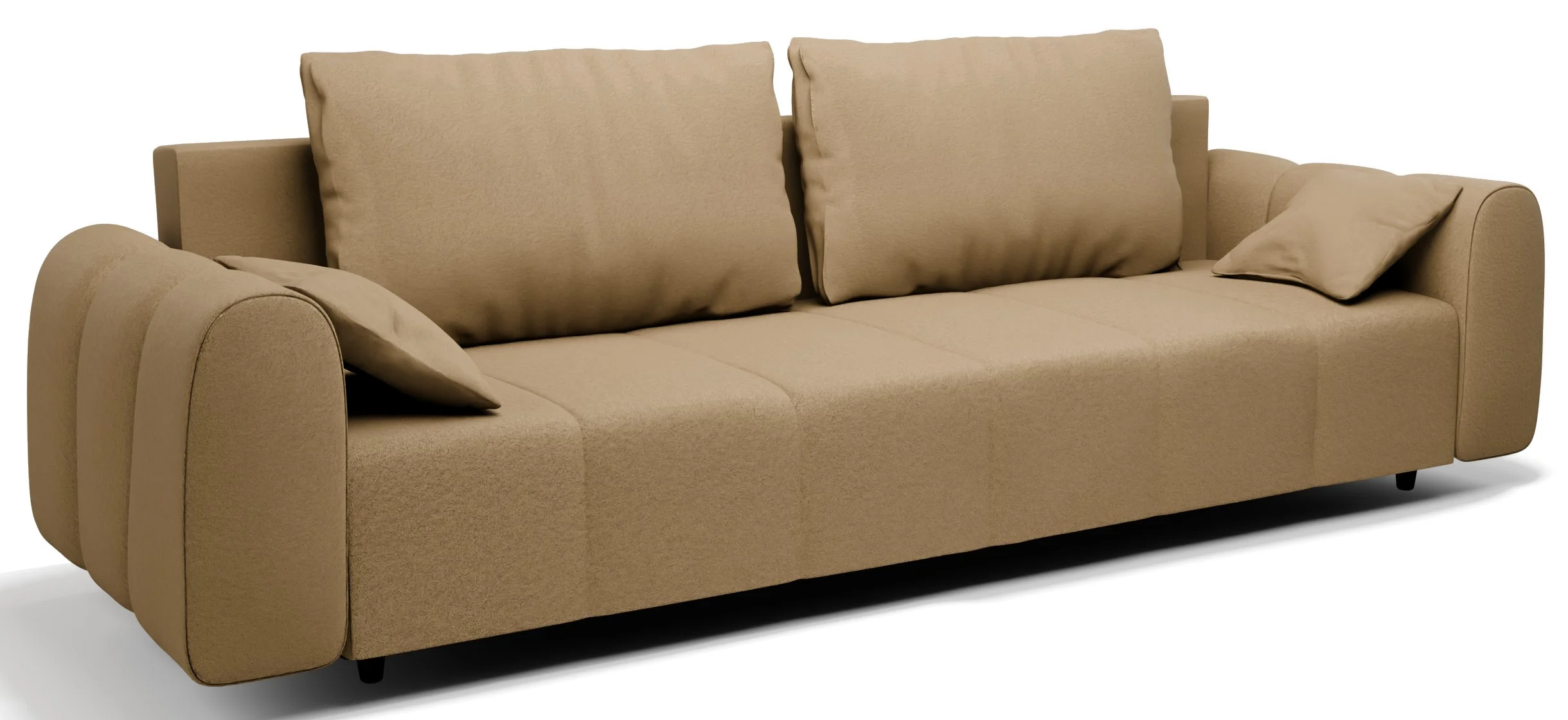 Duża Nowoczesna Kanapa Sofa z Funkcją Spania i Pojemnikiem Chill Beżowa