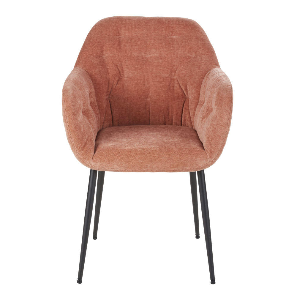 Willy - Fauteuil à dîner en velours vieux rose