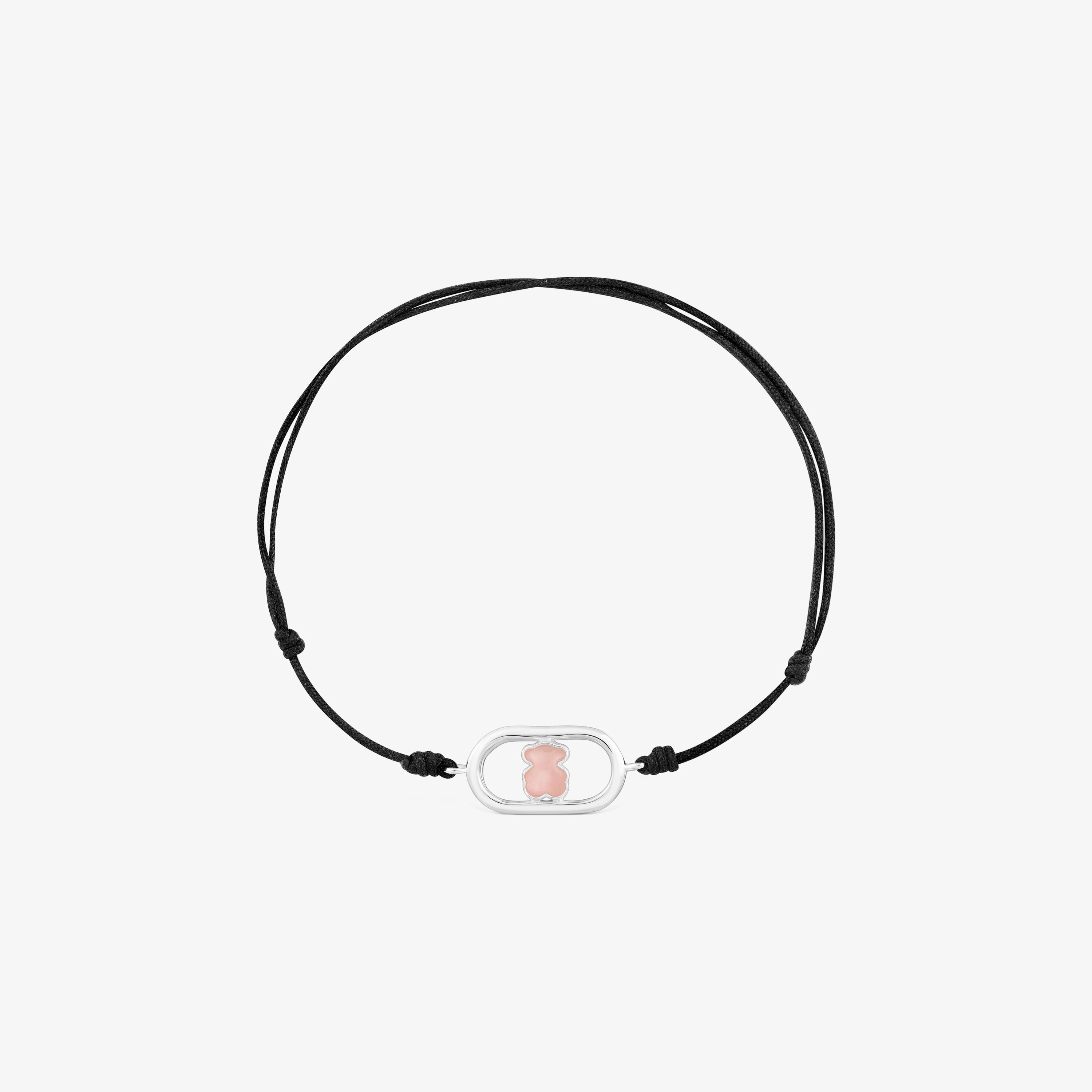 Pulsera de nylon negro de plata y cuarzo Camille