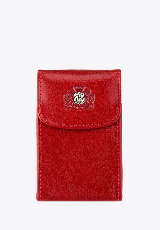 Etui na wizytówki ze skóry pionowe czerwone