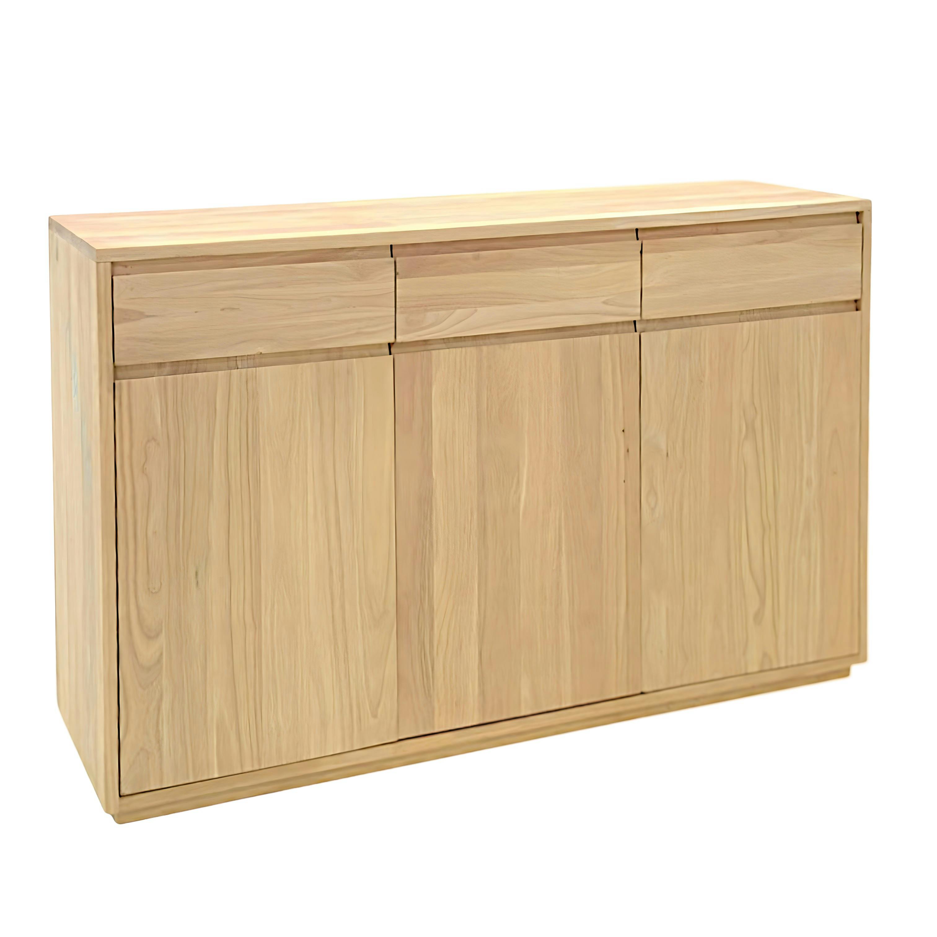 Buffet bas Hévéa 3 portes, 3 tiroirs 130x40x88cm BALTIC