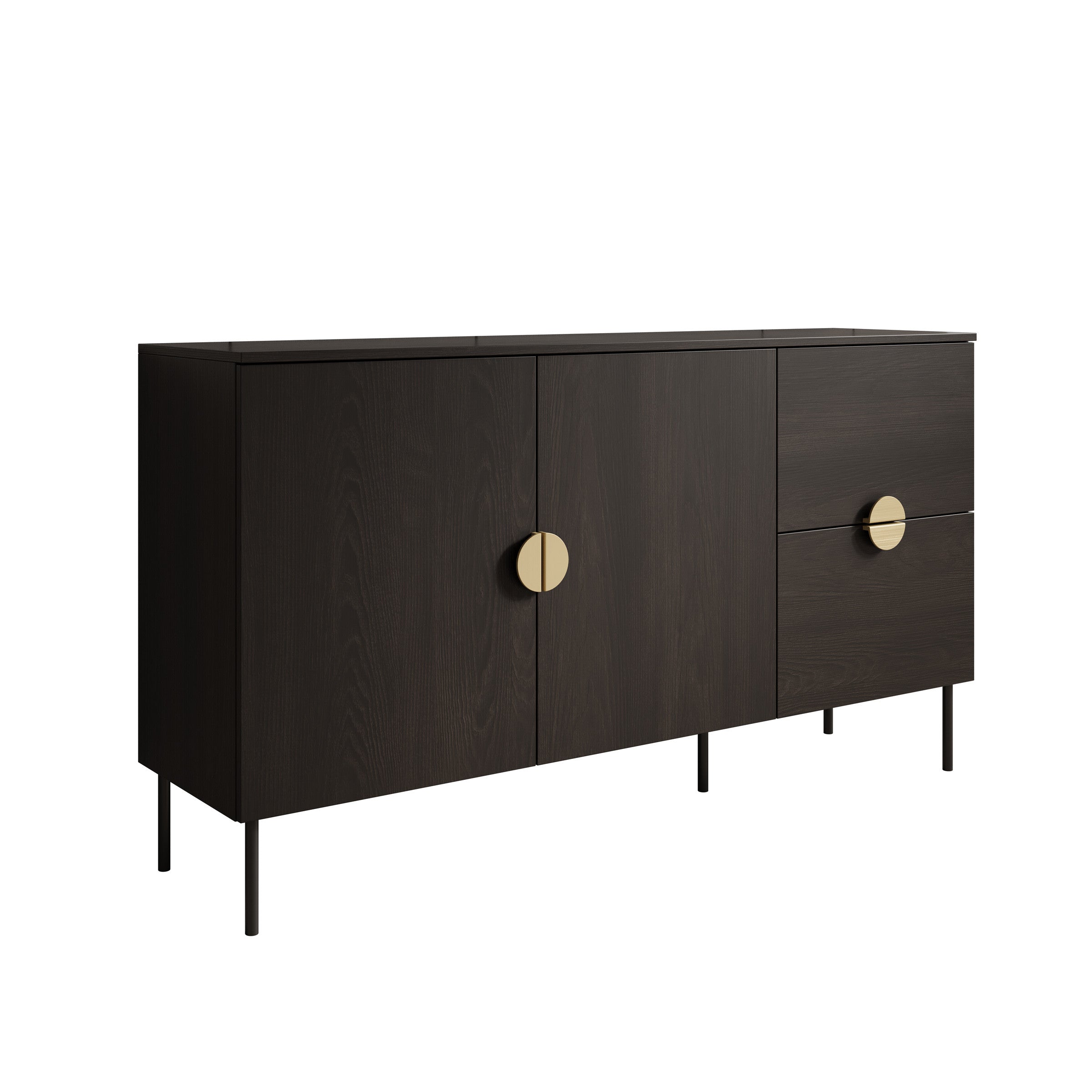 Meubella - Dressoir Monor - Zwart eiken - 160 cm