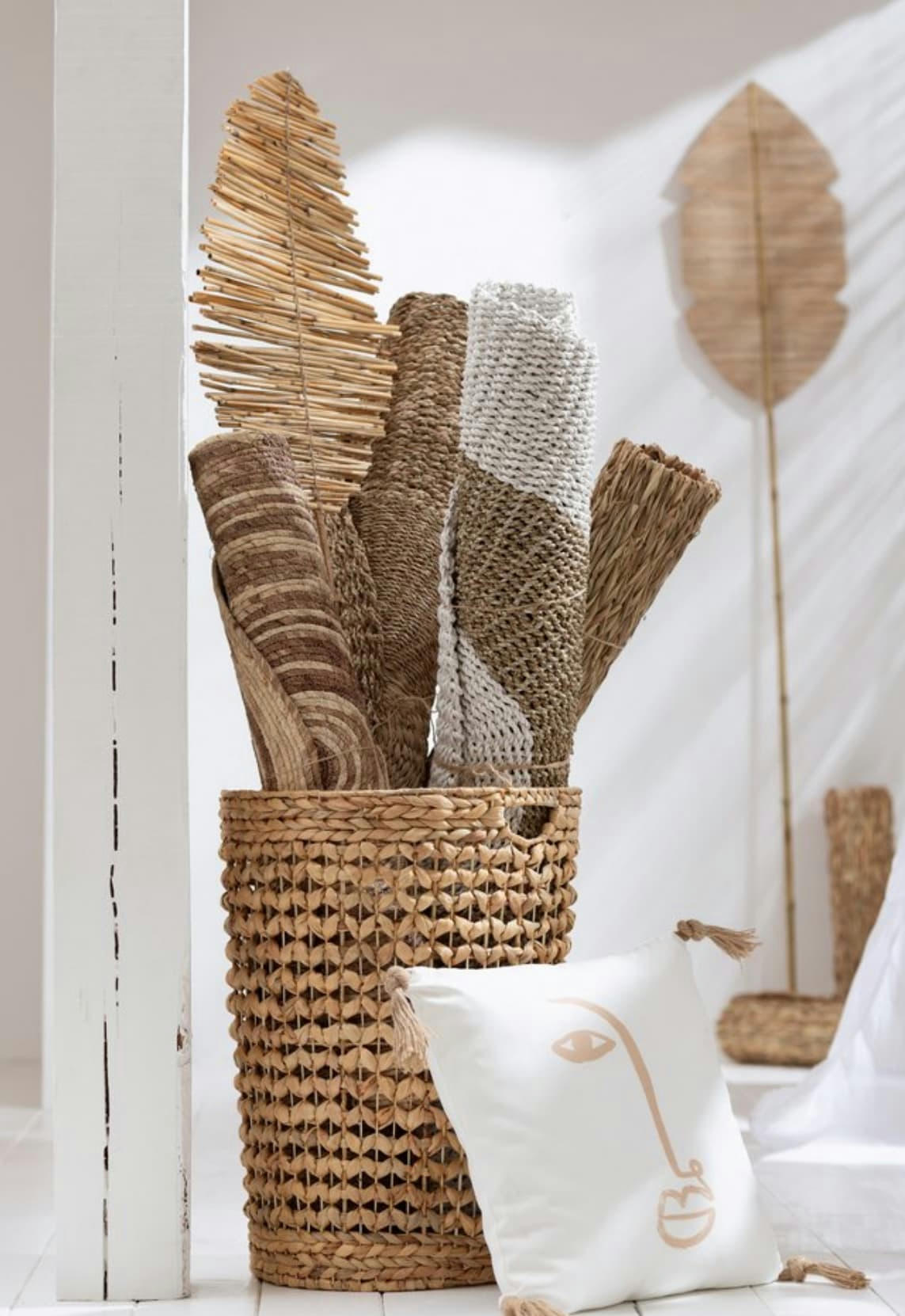 - Tapis rond maïs beige marron D79cm