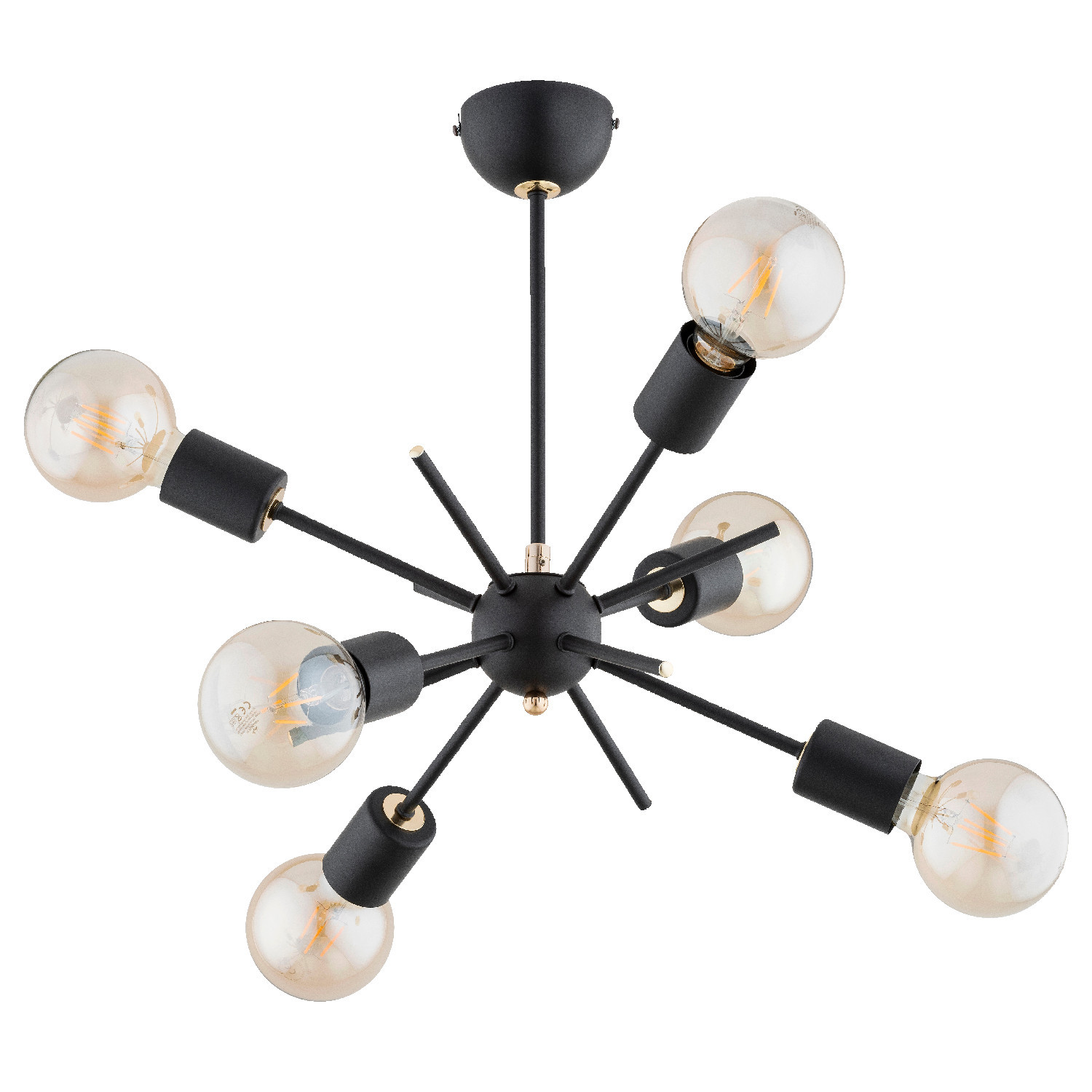 Lampa wisząca czarno-złota IGEL 6xE27x15W wym: 47x49x49 cm Alfa
